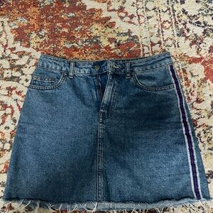 Denim&Co Blue A-Line Skirt with Stripe Detail